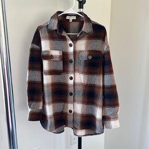 Vici Liles Plaid Button Down Wool Blend Shacket Size Small with Tank Top